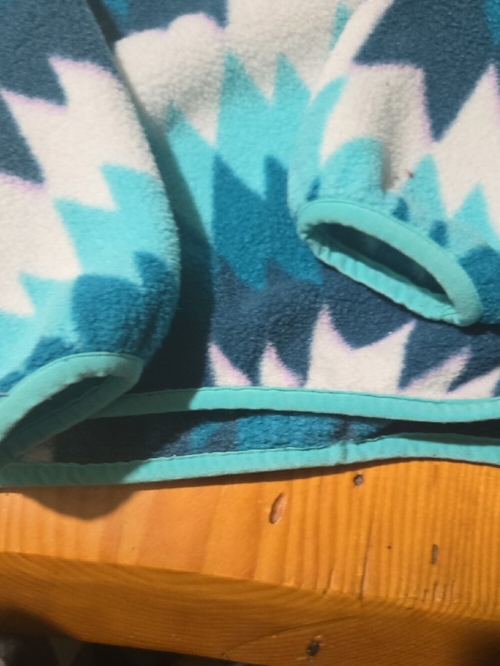 Patagonia Synchilla Sz Xs Teal, Aqua, Navy & White Geometric Fleece Pullover - Picture 5 of 7